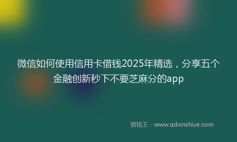 微信如何使用信用卡借钱2025年精选，分享五个金融创新秒下不要芝麻分的app