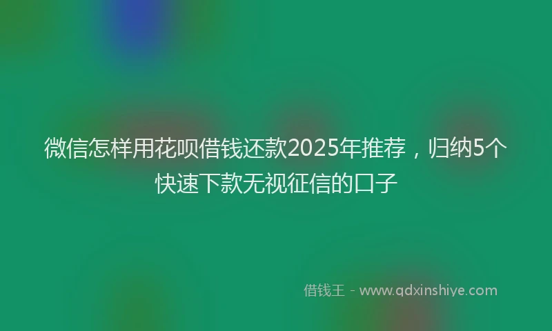 微信怎样用花呗借钱还款2025年推荐，归纳5个快速下款无视征信的口子