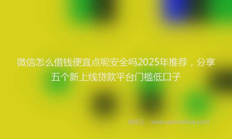 微信怎么借钱便宜点呢安全吗2025年推荐，分享五个新上线贷款平台门槛低口子