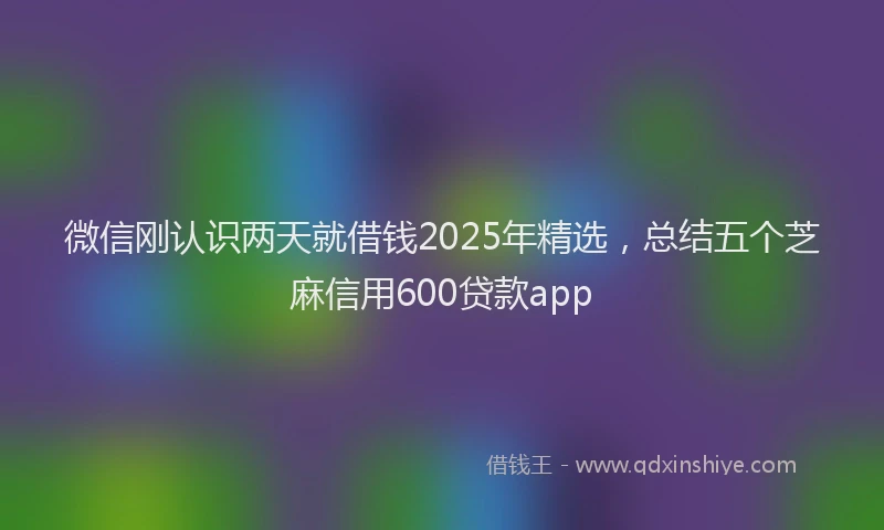 微信刚认识两天就借钱2025年精选，总结五个芝麻信用600贷款app