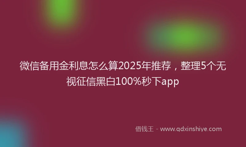 微信备用金利息怎么算2025年推荐，整理5个无视征信黑白100%秒下app