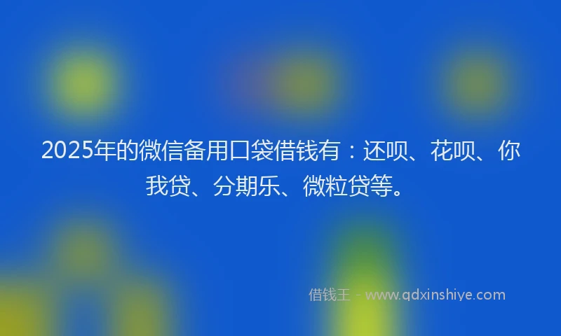 2025年的微信备用口袋借钱有：还呗、花呗、你我贷、分期乐、微粒贷等。
