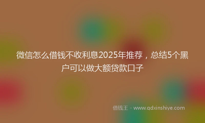 微信怎么借钱不收利息2025年推荐，总结5个黑户可以做大额贷款口子