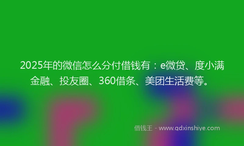 2025年的微信怎么分付借钱有：e微贷、度小满金融、投友圈、360借条、美团生活费等。