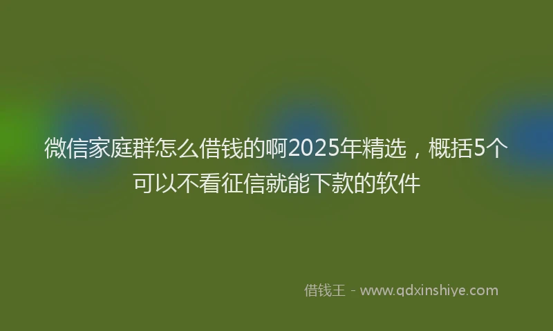 微信家庭群怎么借钱的啊2025年精选，概括5个可以不看征信就能下款的软件