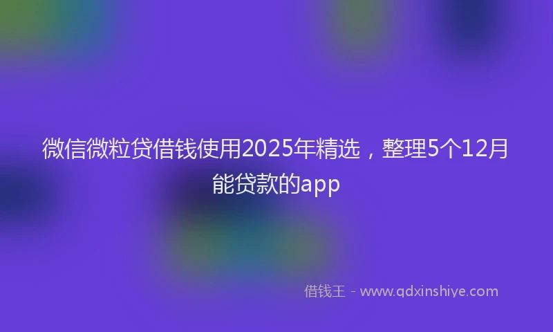 微信微粒贷借钱使用2025年精选，整理5个12月能贷款的app
