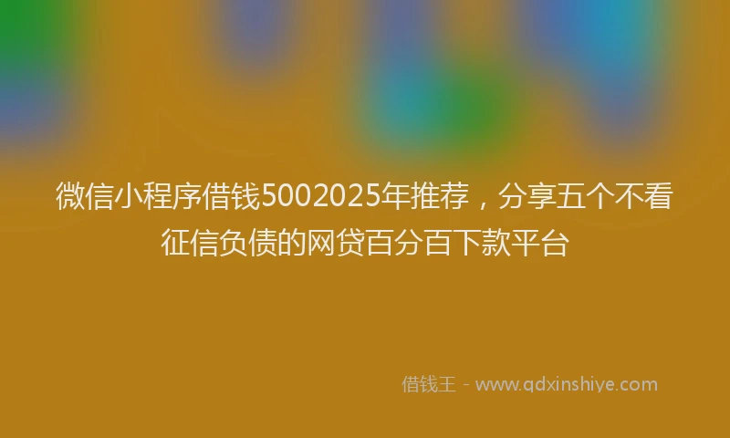 微信小程序借钱5002025年推荐，分享五个不看征信负债的网贷百分百下款平台