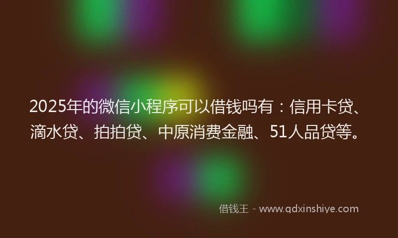 2025年的微信小程序可以借钱吗有：信用卡贷、滴水贷、拍拍贷、中原消费金融、51人品贷等。