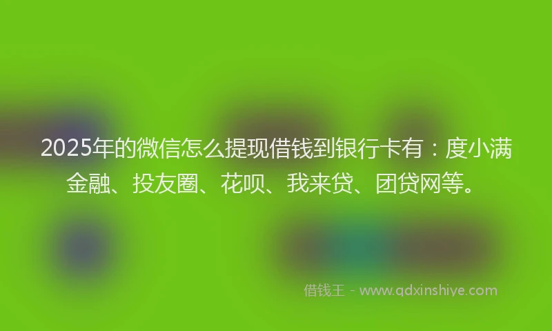 2025年的微信怎么提现借钱到银行卡有：度小满金融、投友圈、花呗、我来贷、团贷网等。