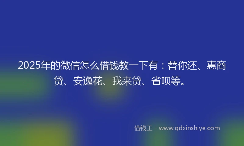 2025年的微信怎么借钱教一下有：替你还、惠商贷、安逸花、我来贷、省呗等。
