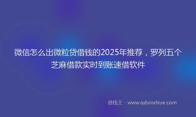 微信怎么出微粒贷借钱的2025年推荐，罗列五个芝麻借款实时到账速借软件