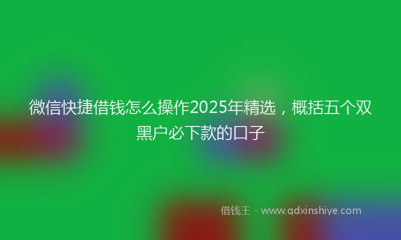 微信快捷借钱怎么操作2025年精选，概括五个双黑户必下款的口子