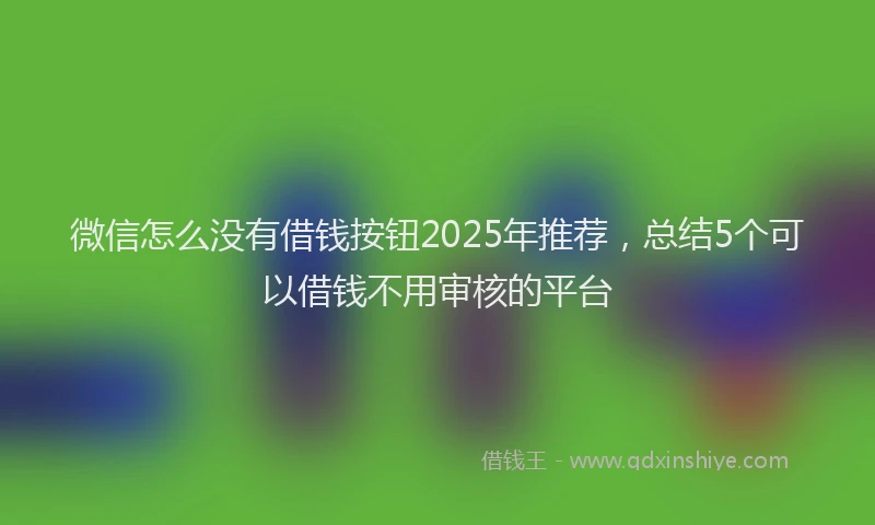 微信怎么没有借钱按钮2025年推荐，总结5个可以借钱不用审核的平台