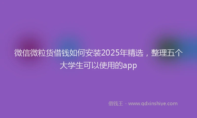 微信微粒货借钱如何安装2025年精选，整理五个大学生可以使用的app