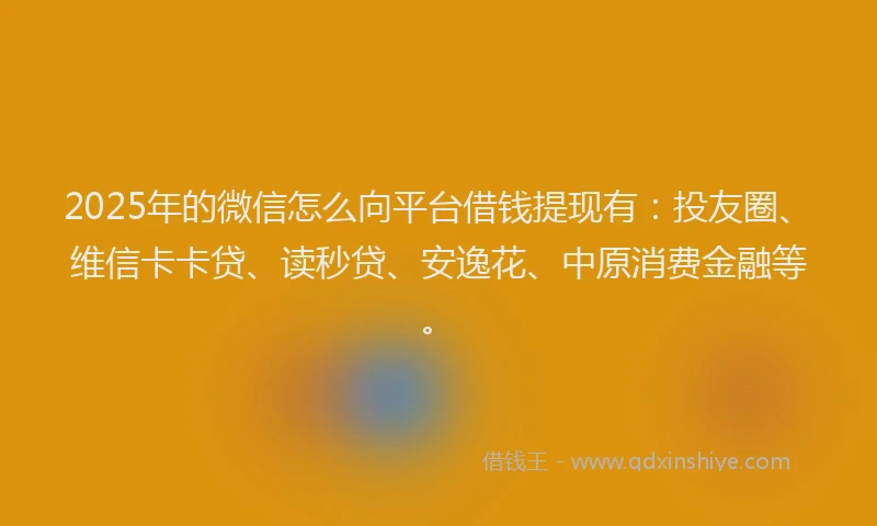 2025年的微信怎么向平台借钱提现有：投友圈、维信卡卡贷、读秒贷、安逸花、中原消费金融等。