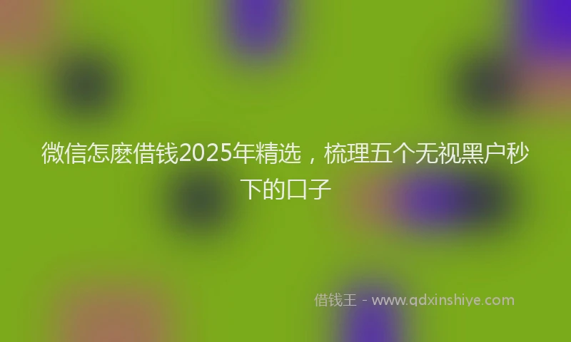 微信怎麽借钱2025年精选，梳理五个无视黑户秒下的口子