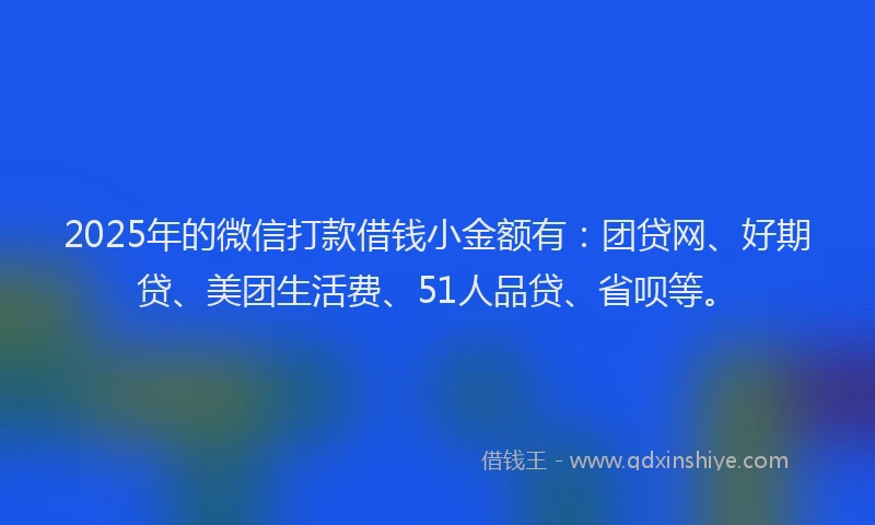 2025年的微信打款借钱小金额有：团贷网、好期贷、美团生活费、51人品贷、省呗等。