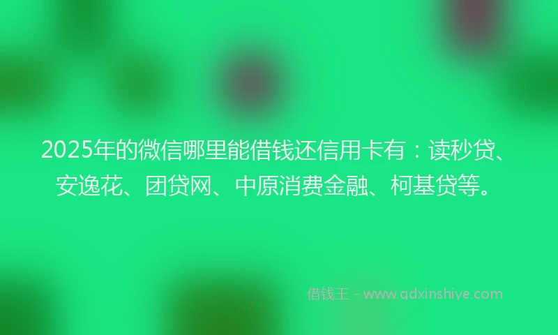 2025年的微信哪里能借钱还信用卡有：读秒贷、安逸花、团贷网、中原消费金融、柯基贷等。