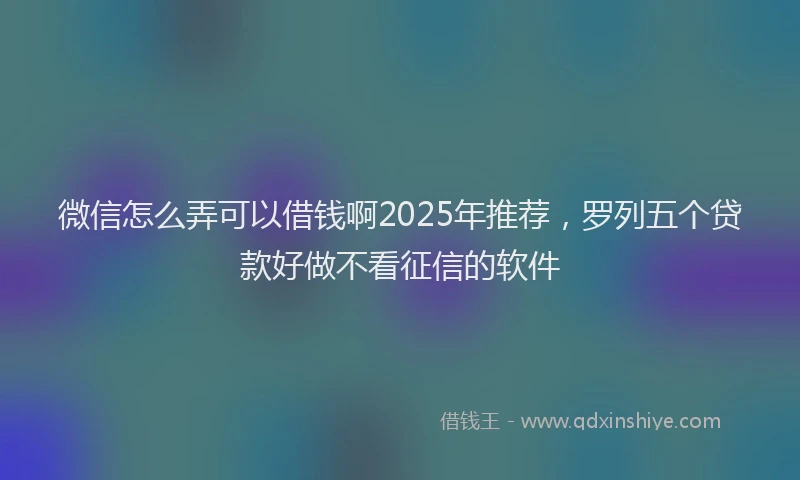 微信怎么弄可以借钱啊2025年推荐，罗列五个贷款好做不看征信的软件