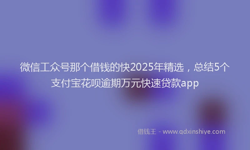 微信工众号那个借钱的快2025年精选，总结5个支付宝花呗逾期万元快速贷款app