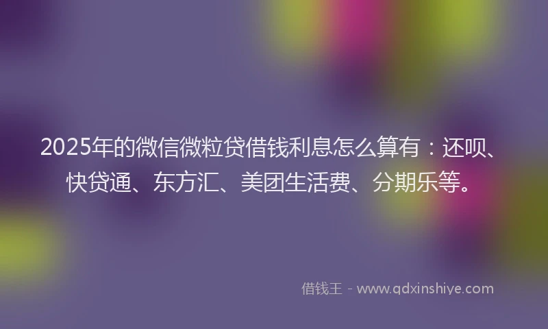 2025年的微信微粒贷借钱利息怎么算有：还呗、快贷通、东方汇、美团生活费、分期乐等。