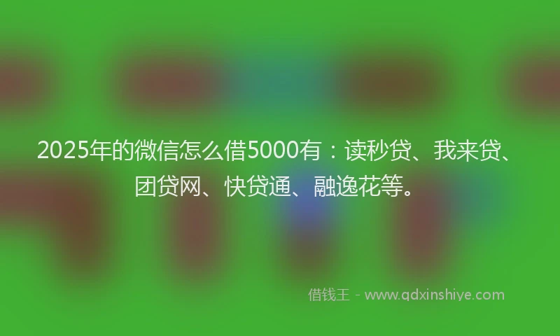 2025年的微信怎么借5000有：读秒贷、我来贷、团贷网、快贷通、融逸花等。
