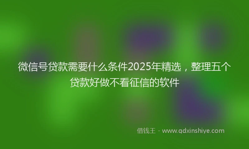 微信号贷款需要什么条件2025年精选，整理五个贷款好做不看征信的软件