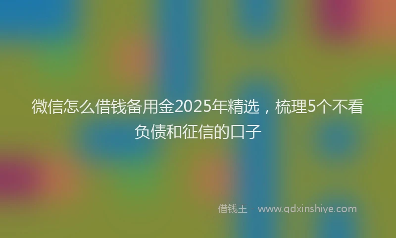 微信怎么借钱备用金2025年精选，梳理5个不看负债和征信的口子