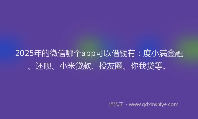 2025年的微信哪个app可以借钱有：度小满金融、还呗、小米贷款、投友圈、你我贷等。