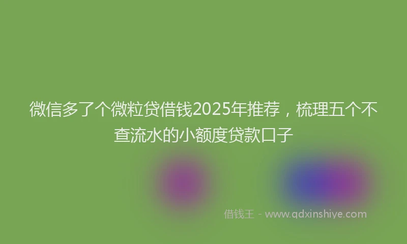 微信多了个微粒贷借钱2025年推荐，梳理五个不查流水的小额度贷款口子
