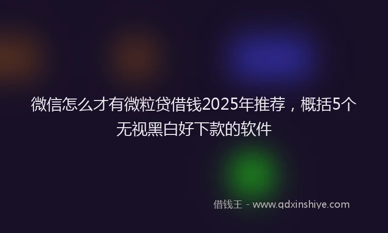 微信怎么才有微粒贷借钱2025年推荐，概括5个无视黑白好下款的软件