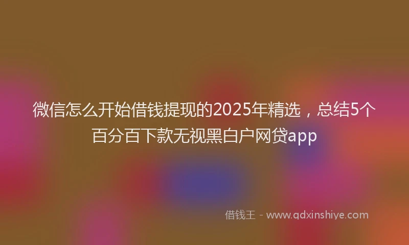 微信怎么开始借钱提现的2025年精选，总结5个百分百下款无视黑白户网贷app
