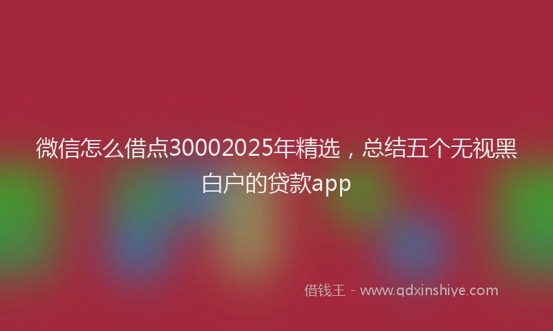 微信怎么借点30002025年精选，总结五个无视黑白户的贷款app