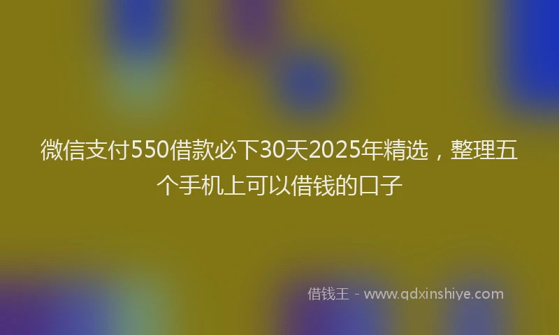 微信支付550借款必下30天2025年精选，整理五个手机上可以借钱的口子