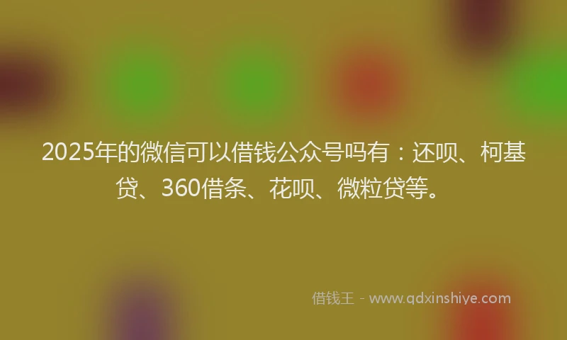 2025年的微信可以借钱公众号吗有：还呗、柯基贷、360借条、花呗、微粒贷等。