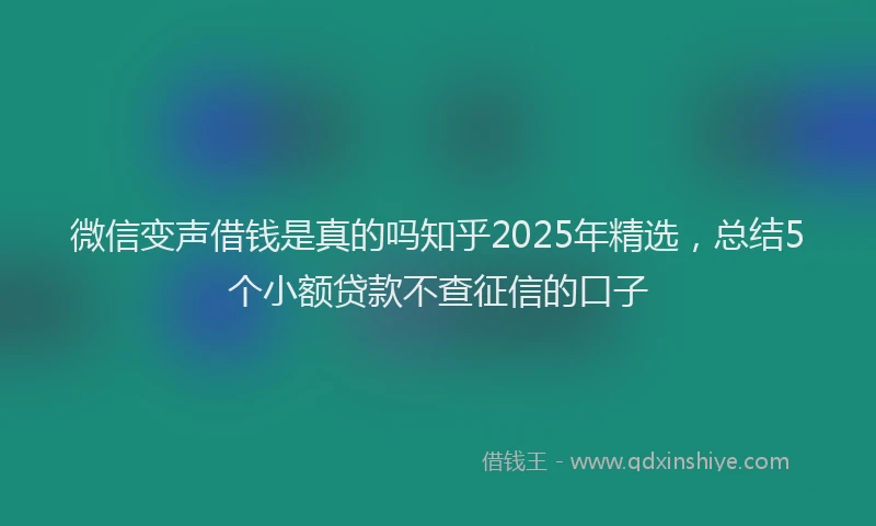 微信变声借钱是真的吗知乎2025年精选，总结5个小额贷款不查征信的口子