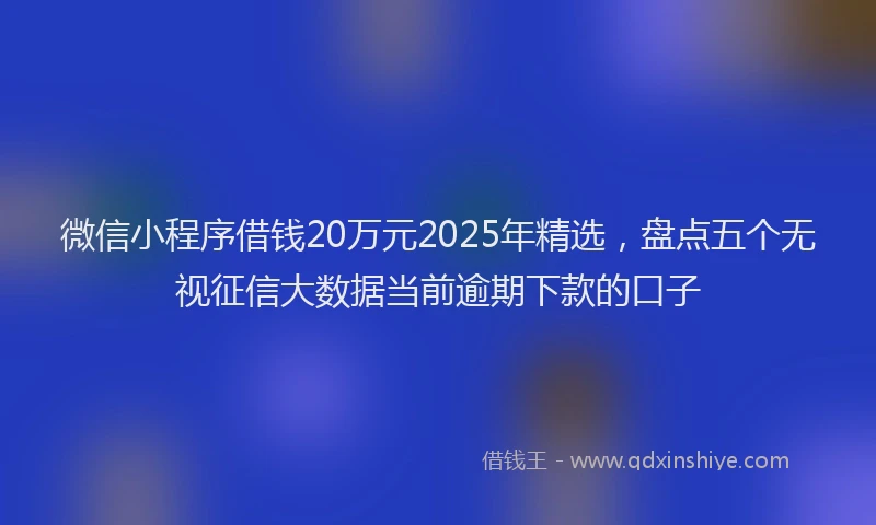 微信小程序借钱20万元2025年精选，盘点五个无视征信大数据当前逾期下款的口子