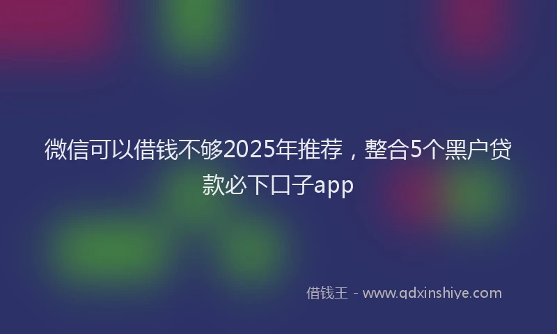 微信可以借钱不够2025年推荐，整合5个黑户贷款必下口子app