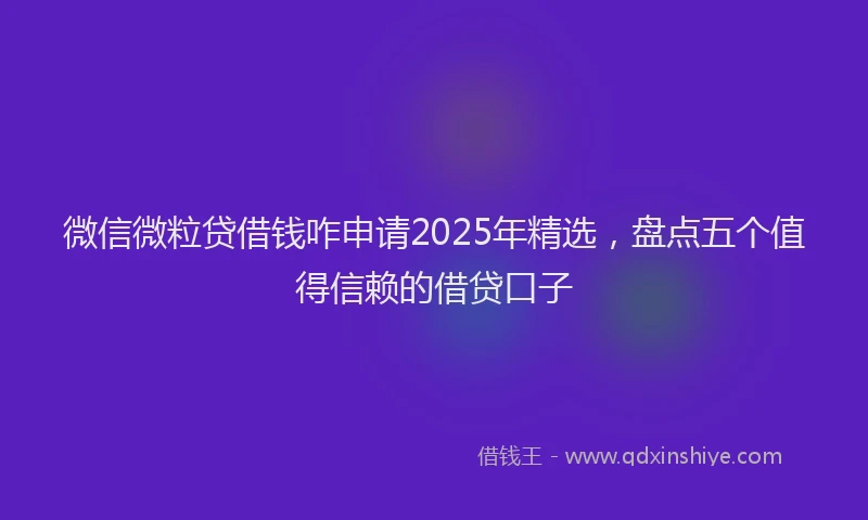 微信微粒贷借钱咋申请2025年精选，盘点五个值得信赖的借贷口子