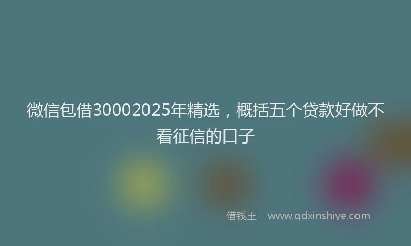微信包借30002025年精选，概括五个贷款好做不看征信的口子