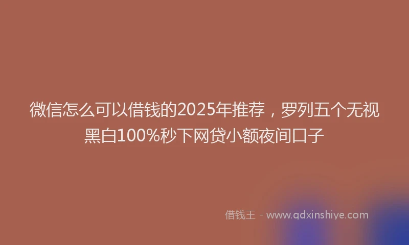 微信怎么可以借钱的2025年推荐，罗列五个无视黑白100%秒下网贷小额夜间口子