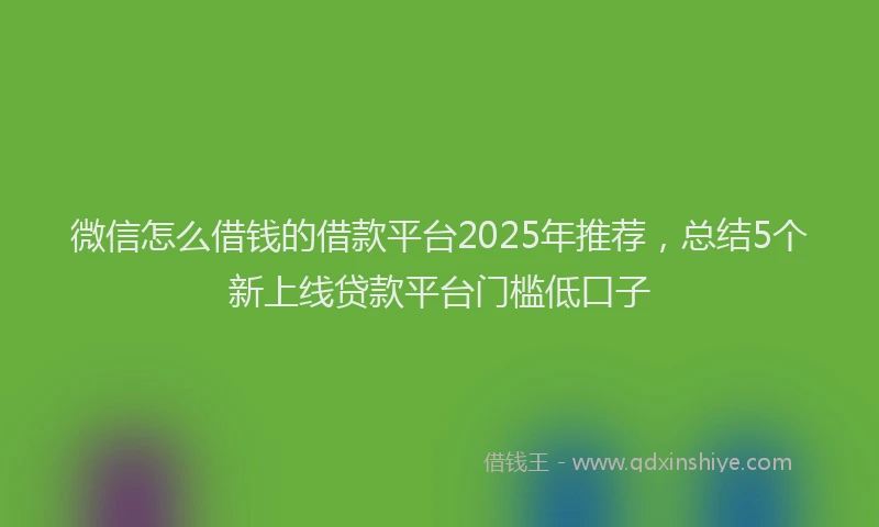 微信怎么借钱的借款平台2025年推荐，总结5个新上线贷款平台门槛低口子