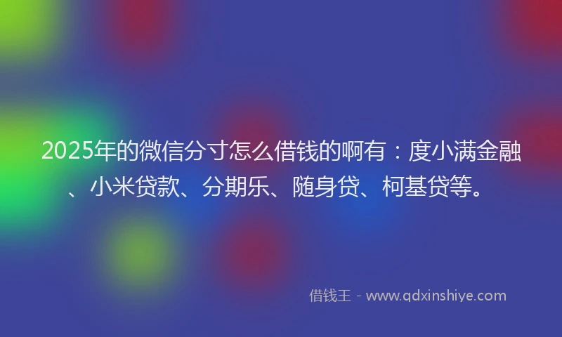2025年的微信分寸怎么借钱的啊有：度小满金融、小米贷款、分期乐、随身贷、柯基贷等。