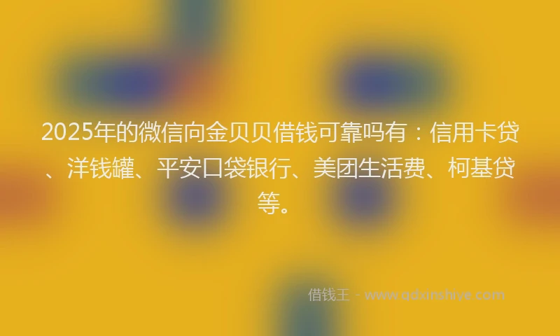 2025年的微信向金贝贝借钱可靠吗有：信用卡贷、洋钱罐、平安口袋银行、美团生活费、柯基贷等。