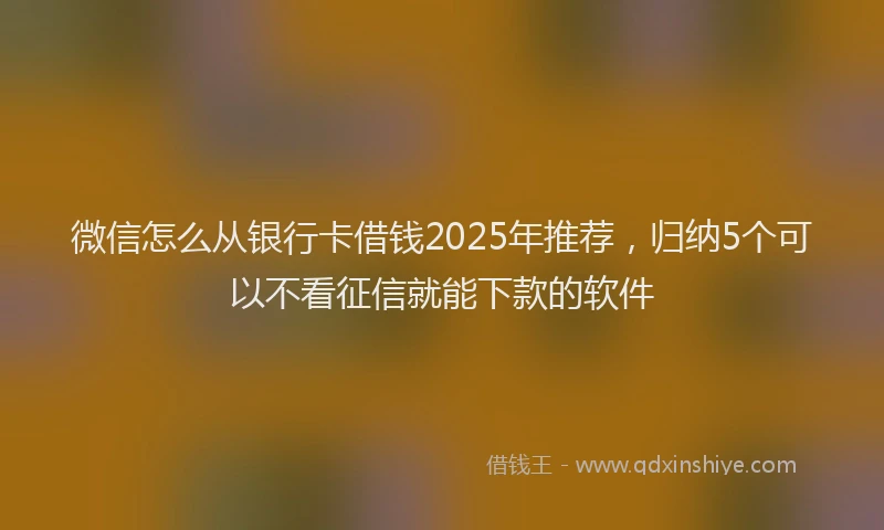 微信怎么从银行卡借钱2025年推荐，归纳5个可以不看征信就能下款的软件