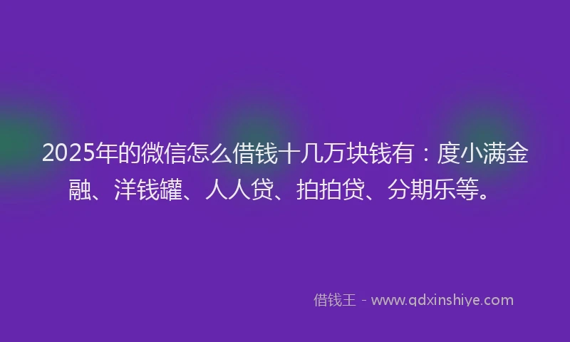 2025年的微信怎么借钱十几万块钱有：度小满金融、洋钱罐、人人贷、拍拍贷、分期乐等。