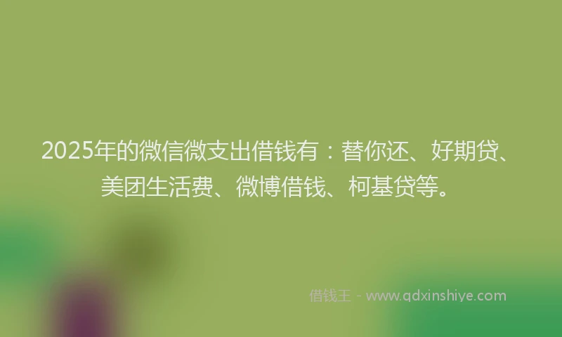 2025年的微信微支出借钱有：替你还、好期贷、美团生活费、微博借钱、柯基贷等。