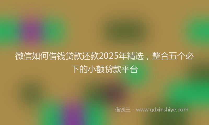微信如何借钱贷款还款2025年精选，整合五个必下的小额贷款平台