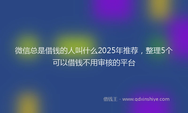 微信总是借钱的人叫什么2025年推荐，整理5个可以借钱不用审核的平台