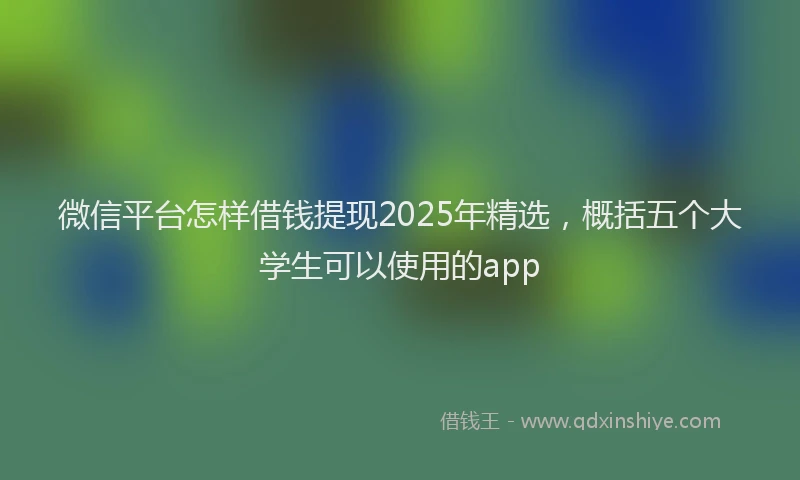 微信平台怎样借钱提现2025年精选，概括五个大学生可以使用的app